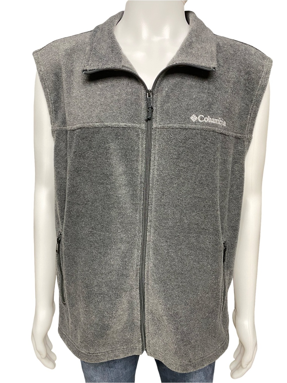 Columbia Fleece Vest Men’s XL Gray Full Zip Outdoor Hiking Layer